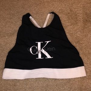 High neck backless Calvin sports bra